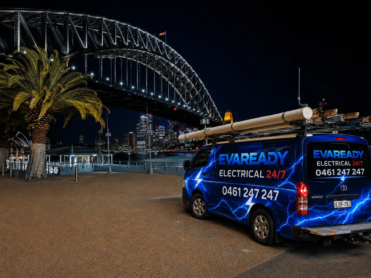 Evaready Electrical 24/7 service van in Sydney